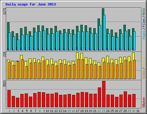 Daily usage for June 2013