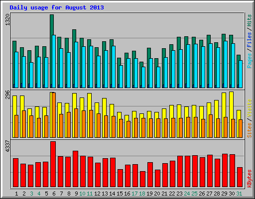 Daily usage for August 2013