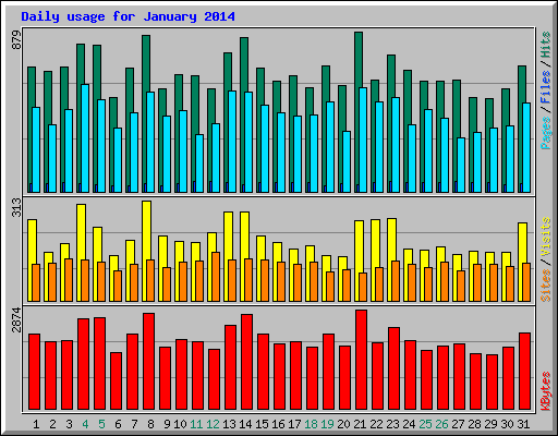 Daily usage for January 2014