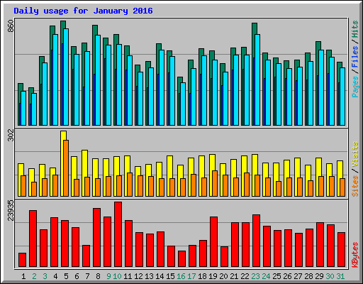 Daily usage for January 2016