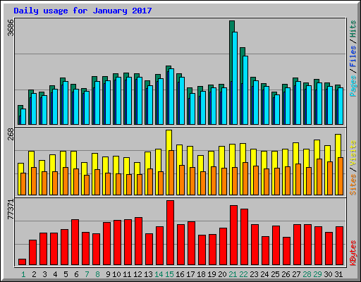 Daily usage for January 2017