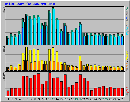 Daily usage for January 2019