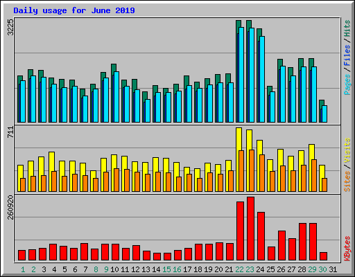Daily usage for June 2019