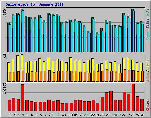 Daily usage for January 2020