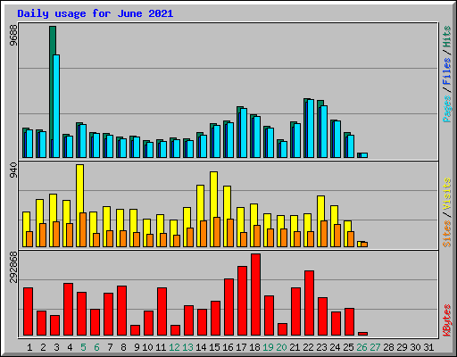 Daily usage for June 2021