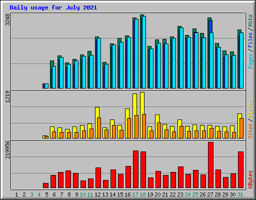 Daily usage for July 2021