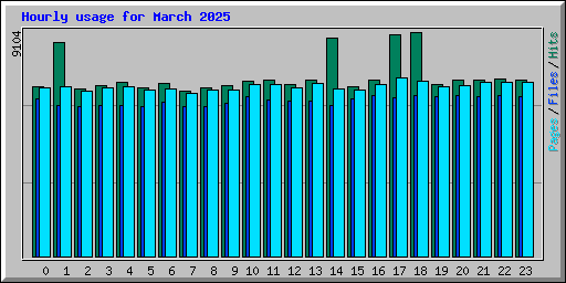 Hourly usage for March 2025